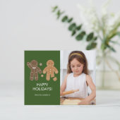 Gingerbrood Men Holiday Foto Briefkaart (Staand voorkant)