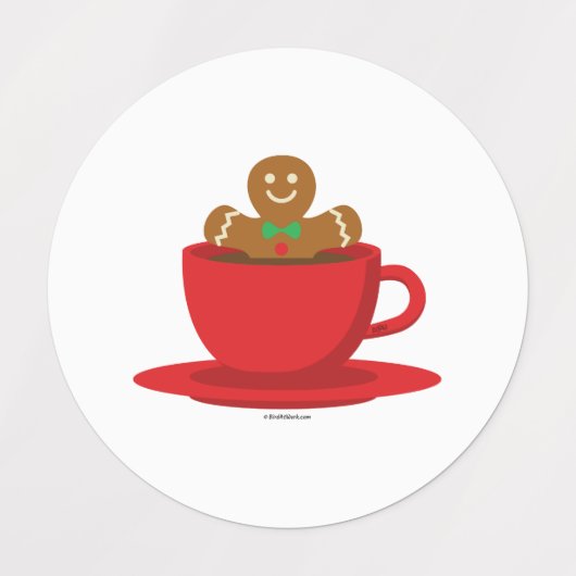 Gingerbrood met een warme chocolade-rood bekertje labels (Design 2)