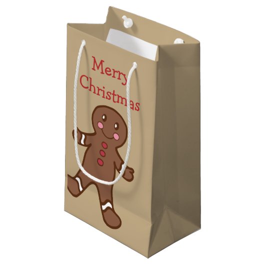 Gingerbrood met kerstcadeautas klein cadeauzakje (Voorkant Gekanteld)