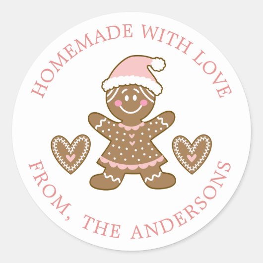 Gingerbrood met liefdeskerstmis ronde sticker (Voorkant)