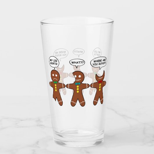 Gingerbrood Mijn been Hurts Humor Beer Glas (Voorkant)