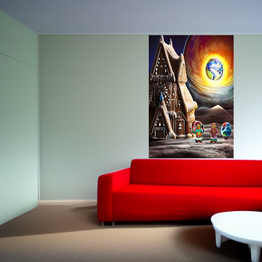 Gingerbrood op de maan | AI Art Poster