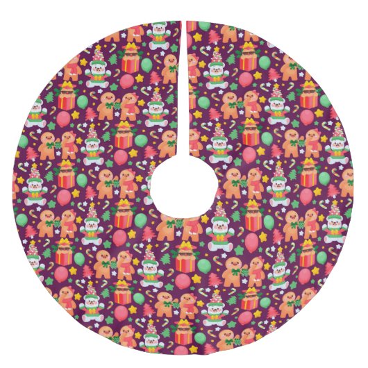 Gingerbrood Polyester Tree Skirt Kerstboom Rok (Voorkant)