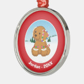 Gingerbrood Puppy Metalen Ornament (Links)