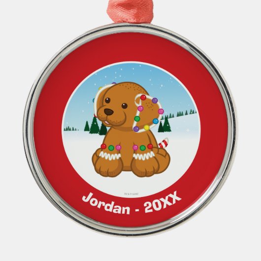 Gingerbrood Puppy Metalen Ornament (Voorkant)