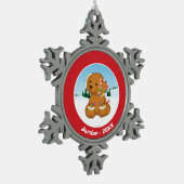 Gingerbrood Puppy Tin Sneeuwvlok Ornament (Links)