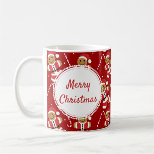 Gingerbrood Santa Candy Cane Pattern   Mok