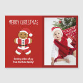 Gingerbrood Santa Red Fotokerstkaart Magnet (Voorkant)