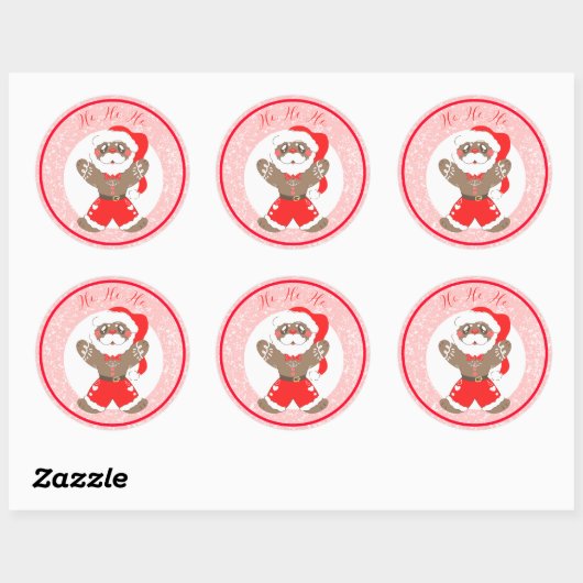Gingerbrood Santa Ronde Sticker (Vel)