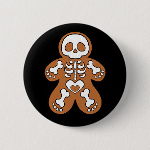 Gingerbrood Skeleton Man Ronde Button 5,7 Cm
