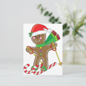 Gingerbrood Skiloper Feestdagenkaart (Staand voorkant)