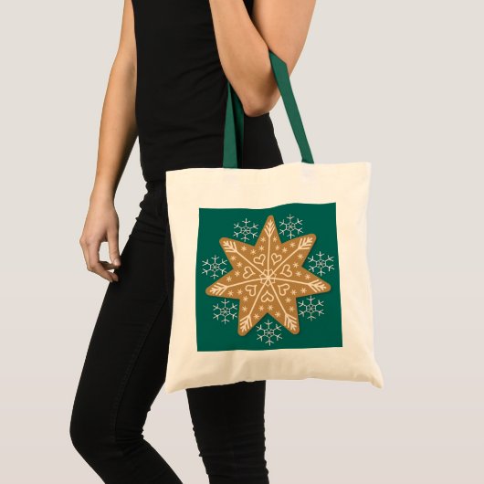 Gingerbrood Star en Snowflakes kerst Tote Bag (Voorkant (product))