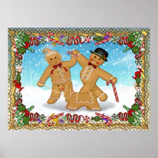 Gingerbrood Trio met Grens Poster (Voorkant)