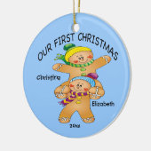 Gingerbrood Twins Baby's Eerste kerstversiering Keramisch Ornament (Links)
