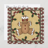 Gingerbrood Uitnodiging voor kerstfeest (Voorkant / Achterkant)