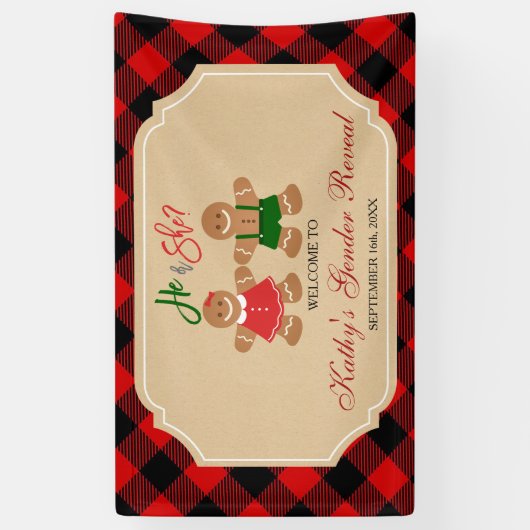 Gingerbrood Vakantie en Geslacht Kerstmis Spandoek (Verticaal)