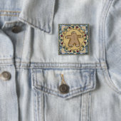 Gingerbrood Vierkante Button 5,1 Cm (In situ)