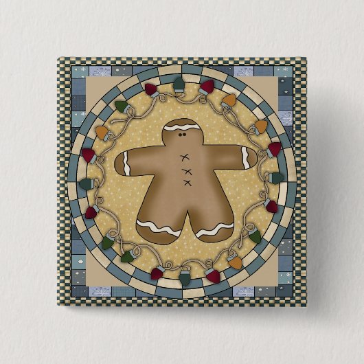 Gingerbrood Vierkante Button 5,1 Cm (Voorkant)