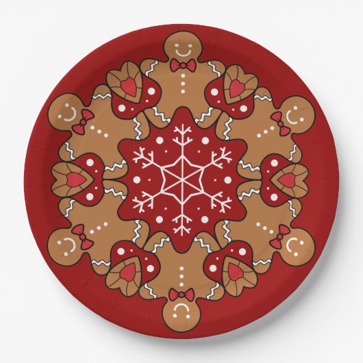 Gingerbrood voor heren en Snowflake Mandalas Papieren Bordje (Voorkant)