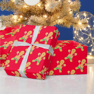 Gingerbrood voor rode kerstmantel cadeaupapier