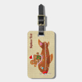 Gingerbrood Xmas Cartoon vliegtuig Bagagelabel (Voorkant verticaal)