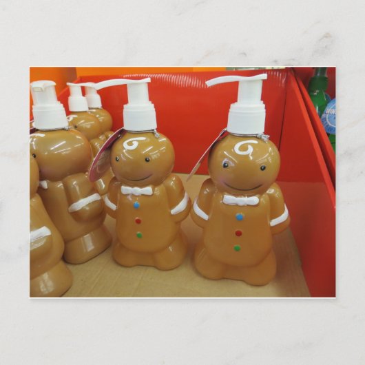 Gingerbrood Zeep Dispenser Briefkaart (Voorkant)