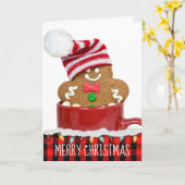 Gingerbroodman in de rode mok kaart (Gele Bloem)