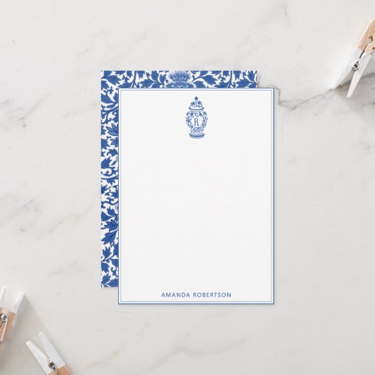 GingerJar Chinoiserie | Monogram R | Note-Kaart Kaart (Voorkant / Achterkant in situ)