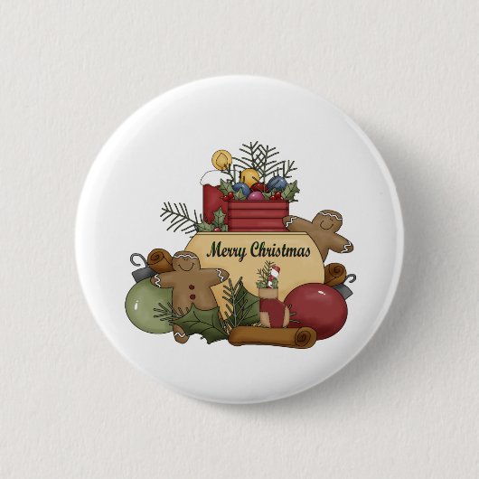 Gingerman Kerstmis Ronde Button 5,7 Cm (Voorkant)