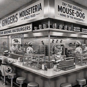 Gingers NYC Mouseteria, thuisbasis van de Mousedog Voerbakje