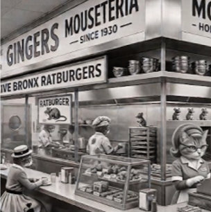 Gingers NYC Mouseteria, thuisbasis van de Mousedog Voerbakje