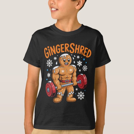 Gingershred Christmas Gym Workout Funny Gingerbrea T-shirt (Voorkant)