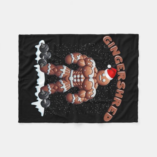 Gingershred Funny Gingerbread Man Gym Bodybuilding Fleece Deken (Voorkant (Horizontaal))