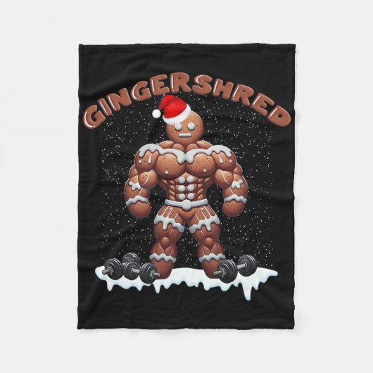 Gingershred Funny Gingerbread Man Gym Bodybuilding Fleece Deken (Voorkant)