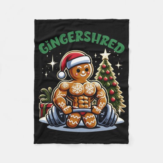 Gingershred Funny Gingerbread Man Gym Bodybuilding Fleece Deken (Voorkant)