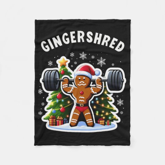 Gingershred Funny Gingerbread Man Gym Bodybuilding Fleece Deken (Voorkant)
