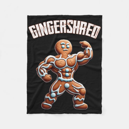 Gingershred Funny Gingerbread Man Gym Bodybuilding Fleece Deken (Voorkant)