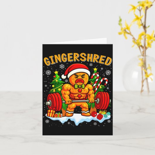Gingershred Funny Gingerbread Man Gym Bodybuilding Kaart (Gele Bloem)