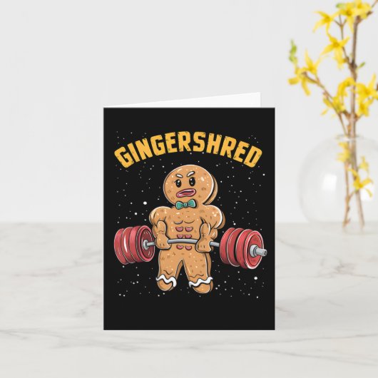 Gingershred Funny Gingerbread Man Gym Bodybuilding Kaart (Gele Bloem)