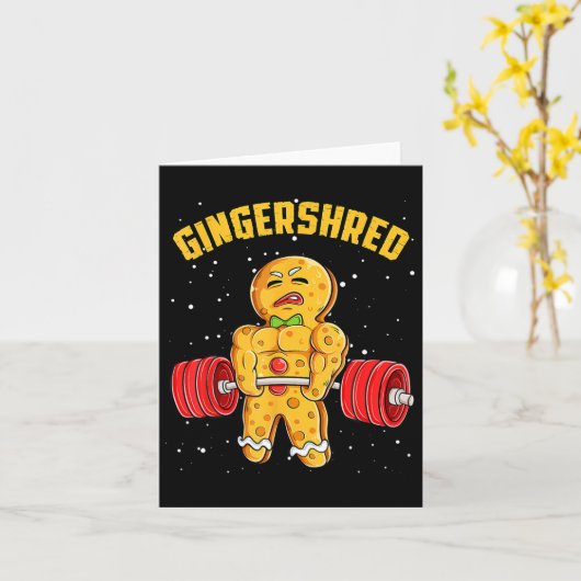 Gingershred Funny Gingerbread Man Gym Bodybuilding Kaart (Gele Bloem)