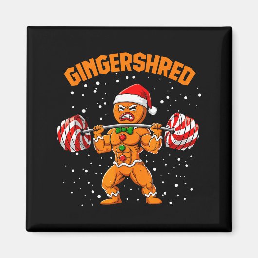Gingershred Funny Gingerbread Man Gym Bodybuilding Magneet (Voorkant)