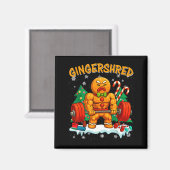 Gingershred Funny Gingerbread Man Gym Bodybuilding Magneet (Voorkant / Achterkant)