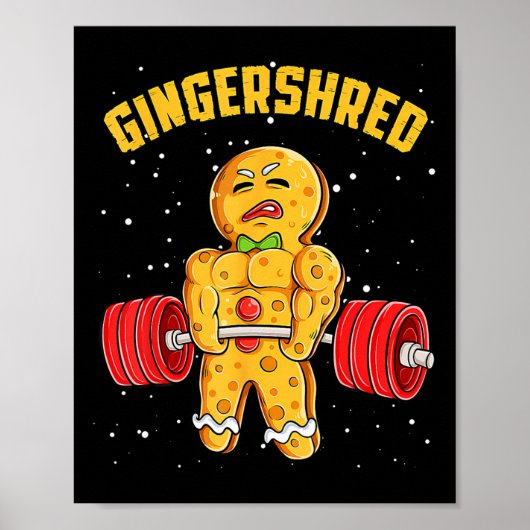 Gingershred Funny Gingerbread Man Gym Bodybuilding Poster (Voorkant)