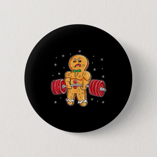 Gingershred Funny Gingerbread Man Gym Bodybuilding Ronde Button 5,7 Cm (Voorkant)