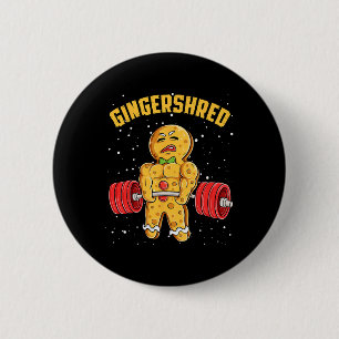 Gingershred Funny Gingerbread Man Gym Bodybuilding Ronde Button 5,7 Cm