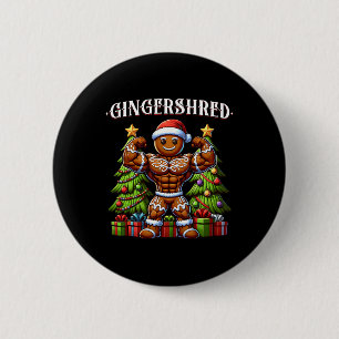 Gingershred Funny Gingerbread Man Gym Bodybuilding Ronde Button 5,7 Cm
