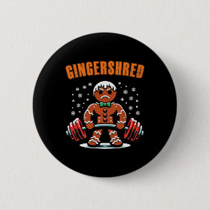 Gingershred Funny Gingerbread Man Gym Bodybuilding Ronde Button 5,7 Cm