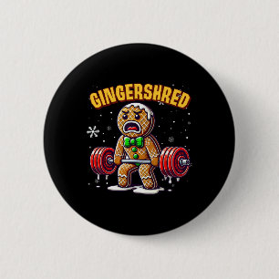 Gingershred Funny Gingerbread Man Gym Bodybuilding Ronde Button 5,7 Cm