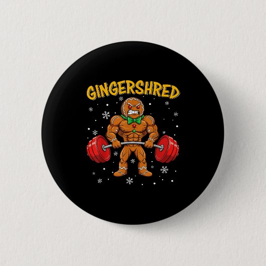 Gingershred Funny Gingerbread Man Gym Bodybuilding Ronde Button 5,7 Cm (Voorkant)