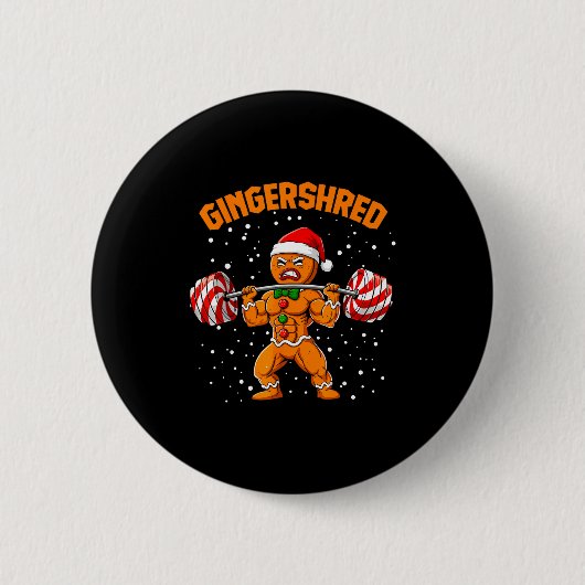 Gingershred Funny Gingerbread Man Gym Bodybuilding Ronde Button 5,7 Cm (Voorkant)